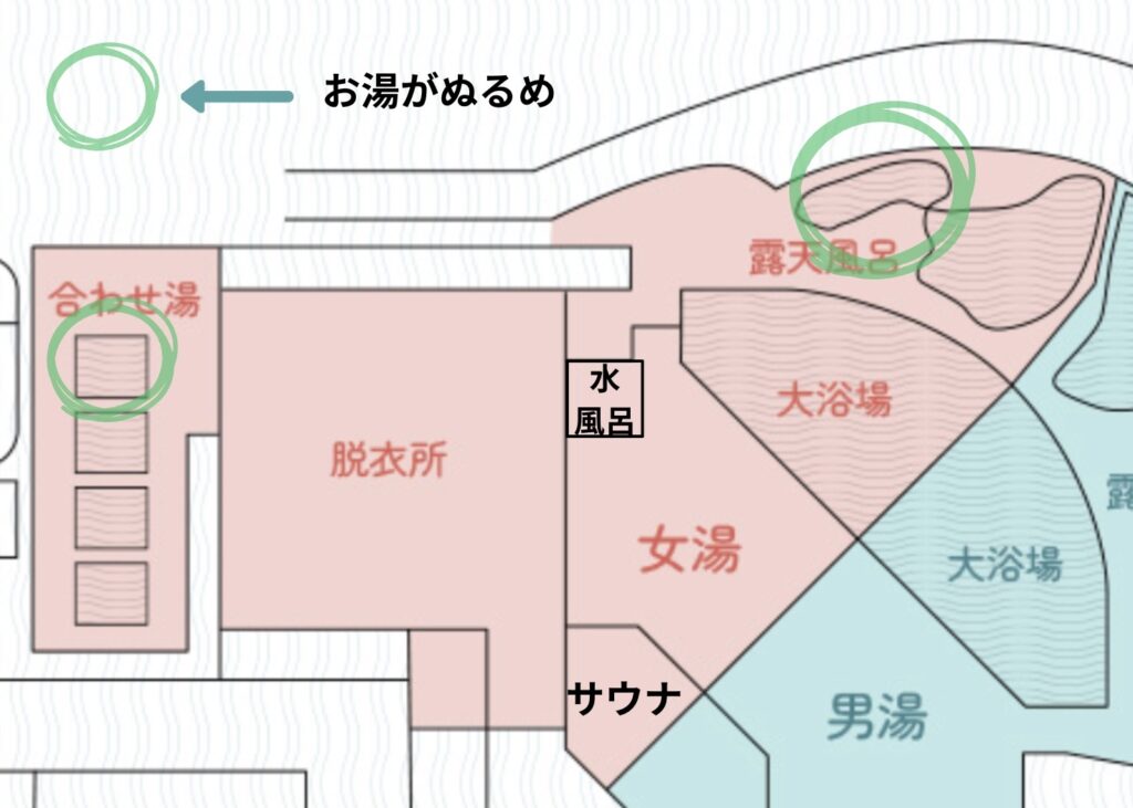 大滝乃湯(女湯)配置図