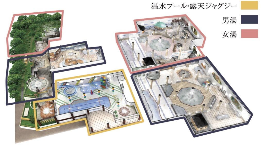 浴場・プール配置図(第一滝本館)