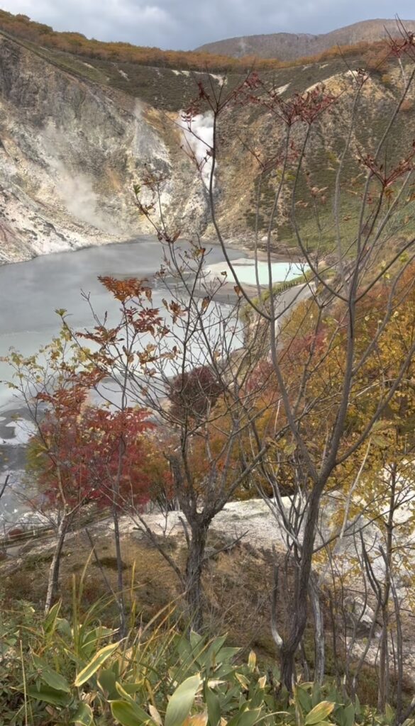 大湯沼展望台から見た大湯沼（登別地獄谷）